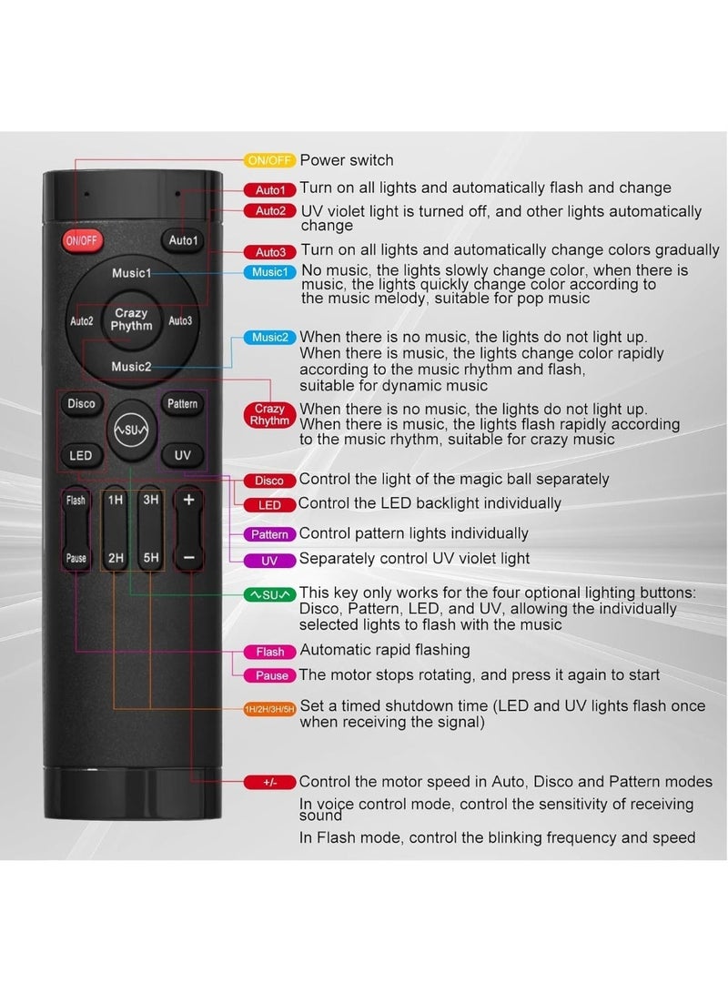 WALALLA Disco Ball Light Party Lights Sound Activated with Remote Control with Auto-Rotate & Strobe Effects for Parties Strobe Stage Lighting for Home Dance Karaoke Club Birthday Wedding Atmosphere Decor - Image 3